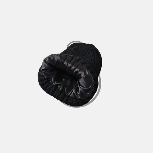 Cappellino in Cachmere con interno in Seta - Nero